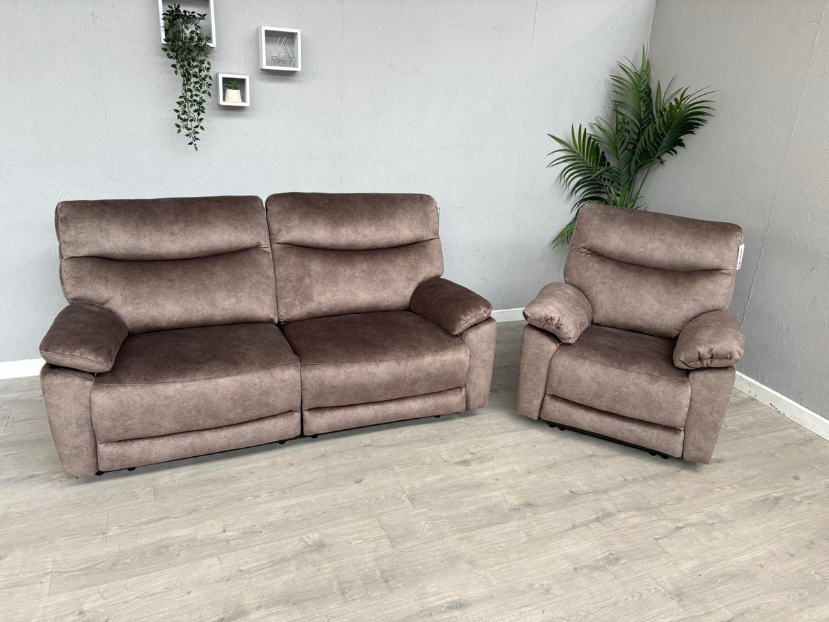 DFS - FAXON Fabric 3 Seater Sofa + Armchair, Power Recliner Sofa Set - RRP £1548