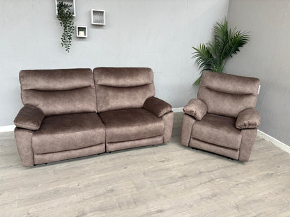 DFS - FAXON Fabric 3 Seater Sofa + Armchair, Power Recliner Sofa Set - RRP £1548