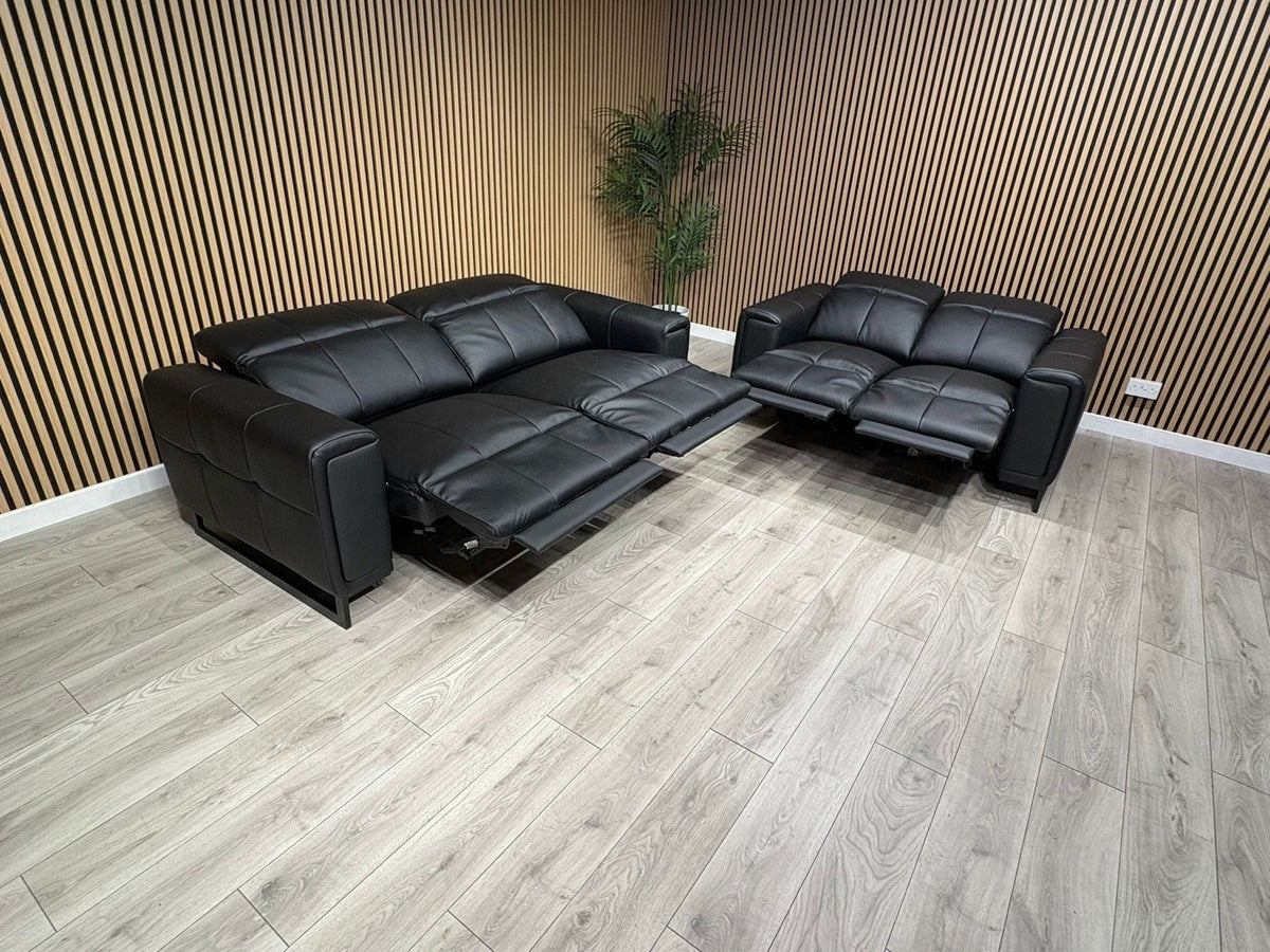 MARELLA 3 Seater + 2 Seater Power Recliner Leather Sofa Set RRP £4399