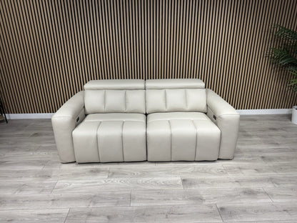 DALLAS Leather 3 Seater Double Power Chaise Sofa, Bluetooth Speakers - RRP £1999