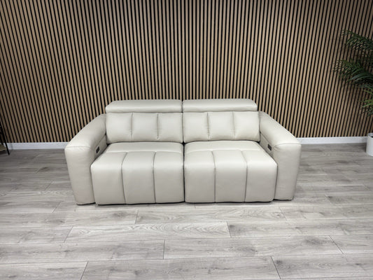 DALLAS Leather 3 Seater Double Power Chaise Sofa, Bluetooth Speakers - RRP £1999