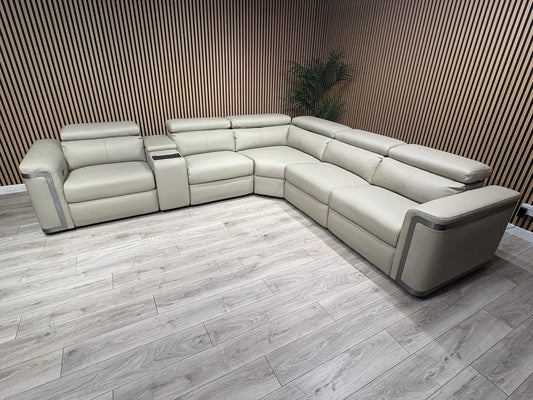 Sofology PLAZA style Leather 2c2 Power Recliner Sofa + Console - RRP £4699