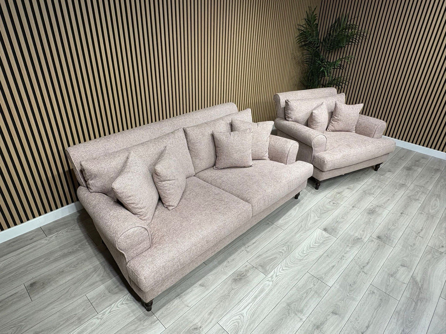 Laura Ashley LYNDEN Style Fabric 3 Seater Sofa + 1 Snuggle Chair - RRP £2895