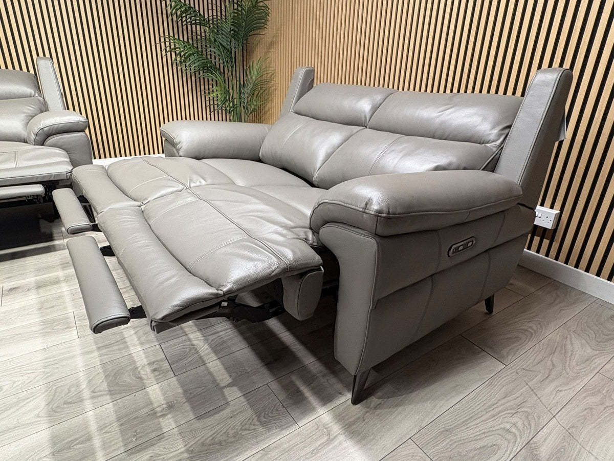 Furniture Village PANACHE Style Leather 3 + 2 Seater Power Recliner Sofa Set