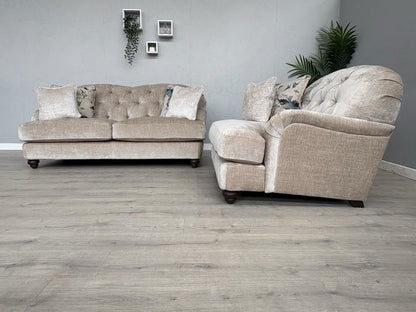 Alexander & James Fabric 3 Seater Button Back Sofa + Love Chair - RRP £3,298