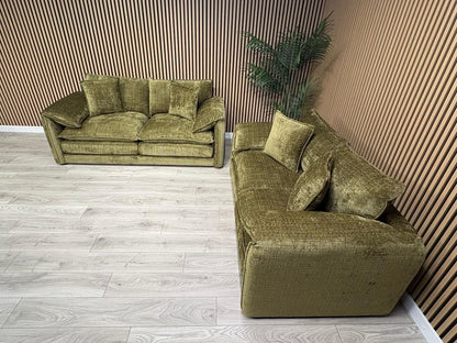 SOLICE Fabric 3 Seater + 2 Seater Sofa Set, Green - RRP £2,498