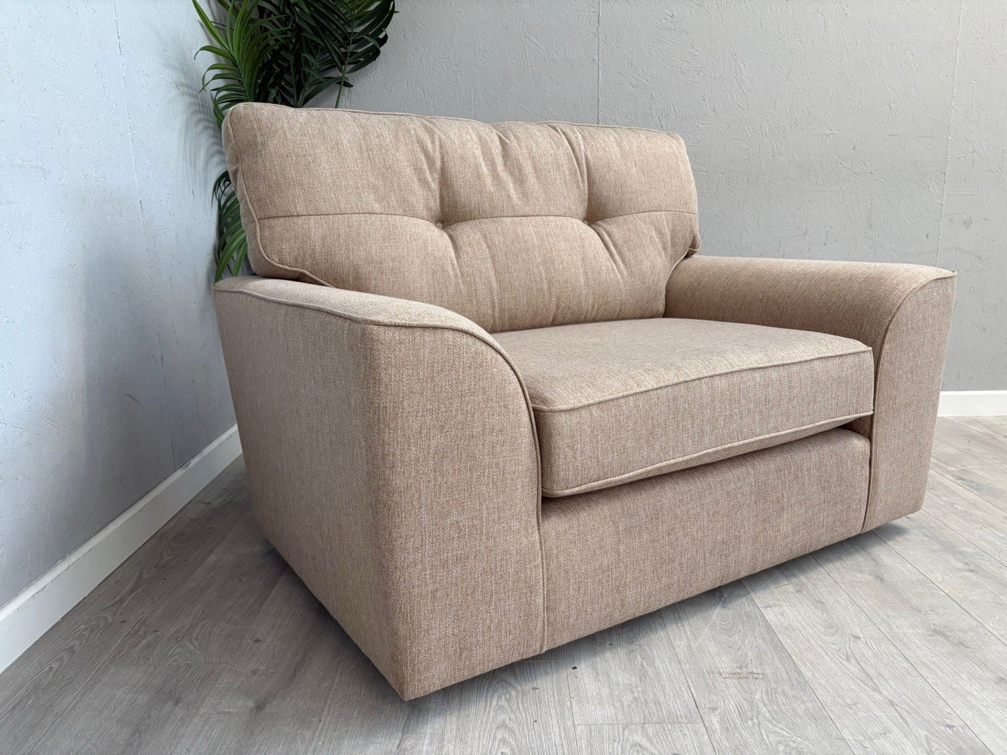 NEXT - Stamford Fabric Button Back Snuggler Armchair, Mid Natural - RRP £899