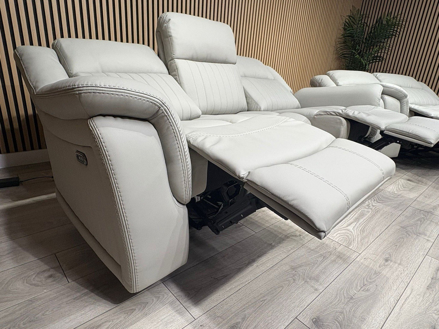 DOMINO 3 Seater + 2 Seater Leather Sofa Set, Power Recliners - RRP £2,995