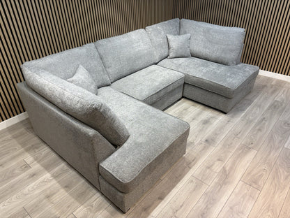 CARNABY Premium Fabric U Shaped Corner Chaise Sofa + Footstool - RRP £1,999