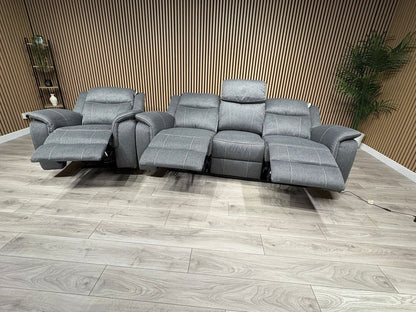 Galaxy Fabric 3 Seater + Armchair, Power Recliner Media Sofa Set - RRP £3190