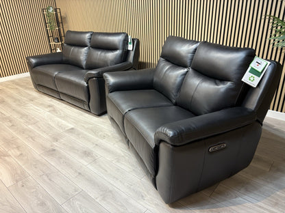 NAVONA 3 Seater + 2 Seater Leather Sofa Set, Power Recliners - RRP £3,498