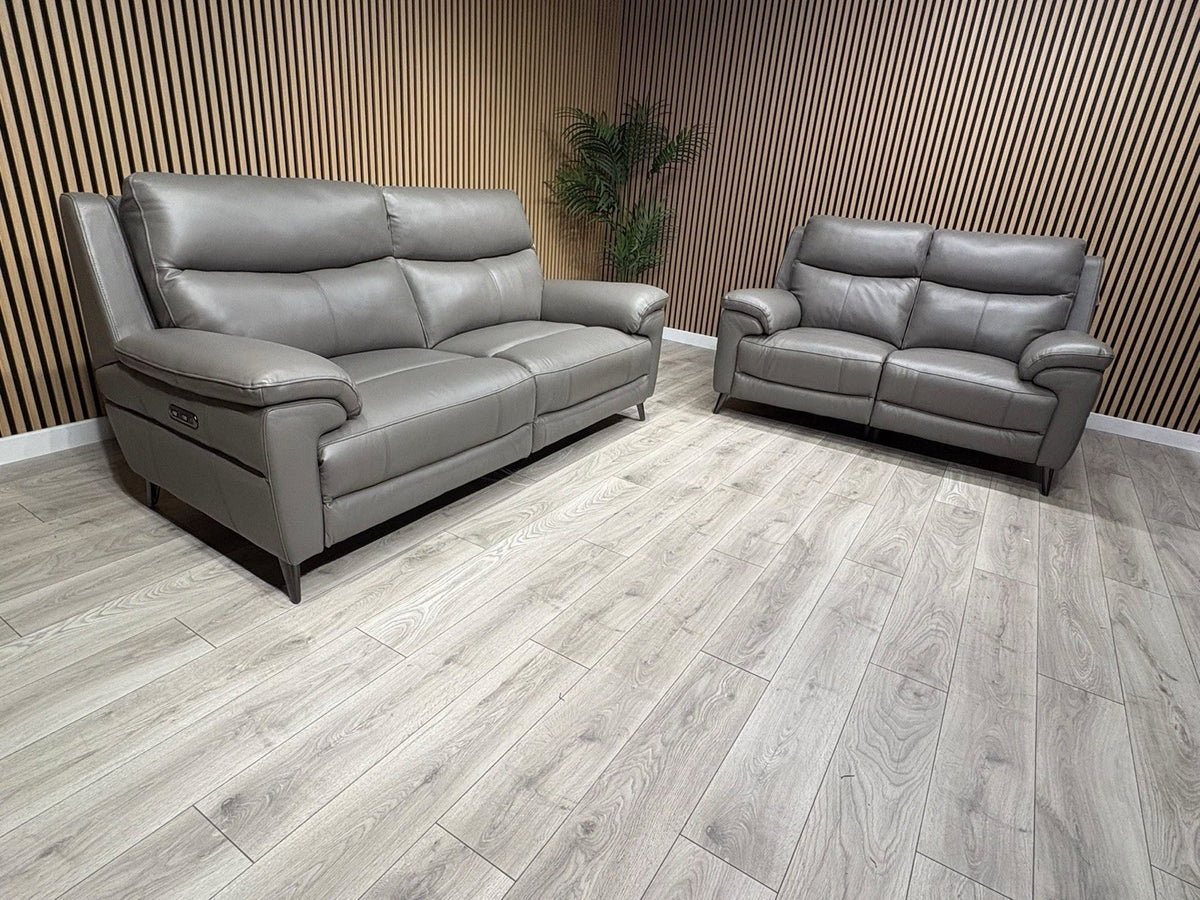 Furniture Village PANACHE Style Leather 3 + 2 Seater Power Recliner Sofa Set
