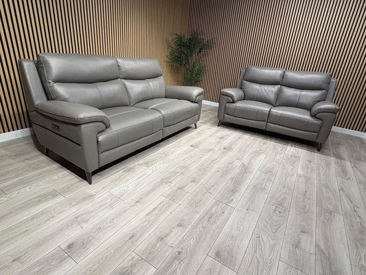 Furniture Village PANACHE Style Leather 3 + 2 Seater Power Recliner Sofa Set