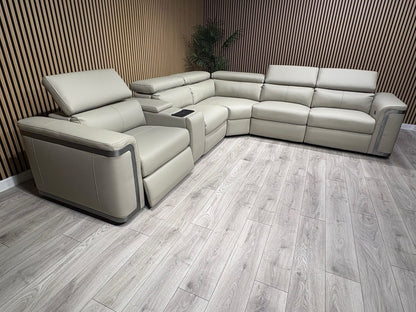 Sofology PLAZA style Leather 2c2 Power Recliner Sofa + Console - RRP £4699