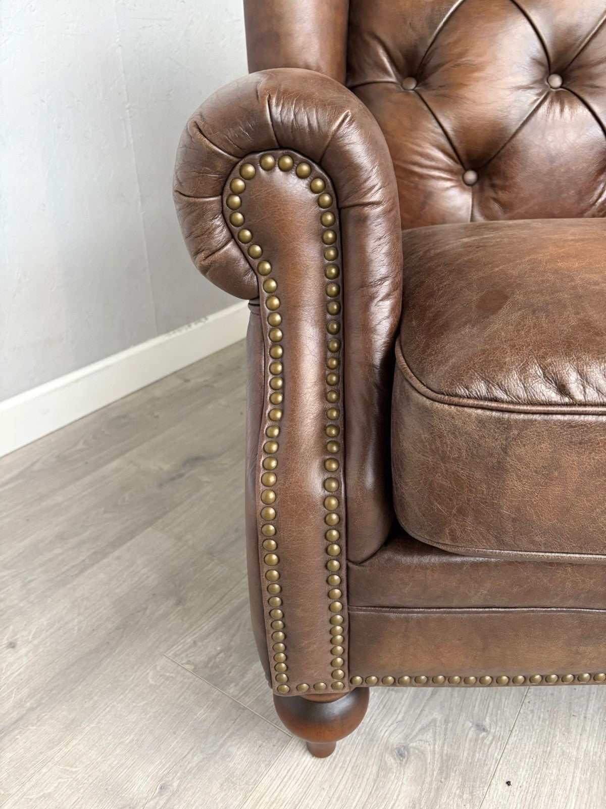 F. Village - At The Helm SHACKLETON Leather Chesterfield Wing Chair - RRP £1795