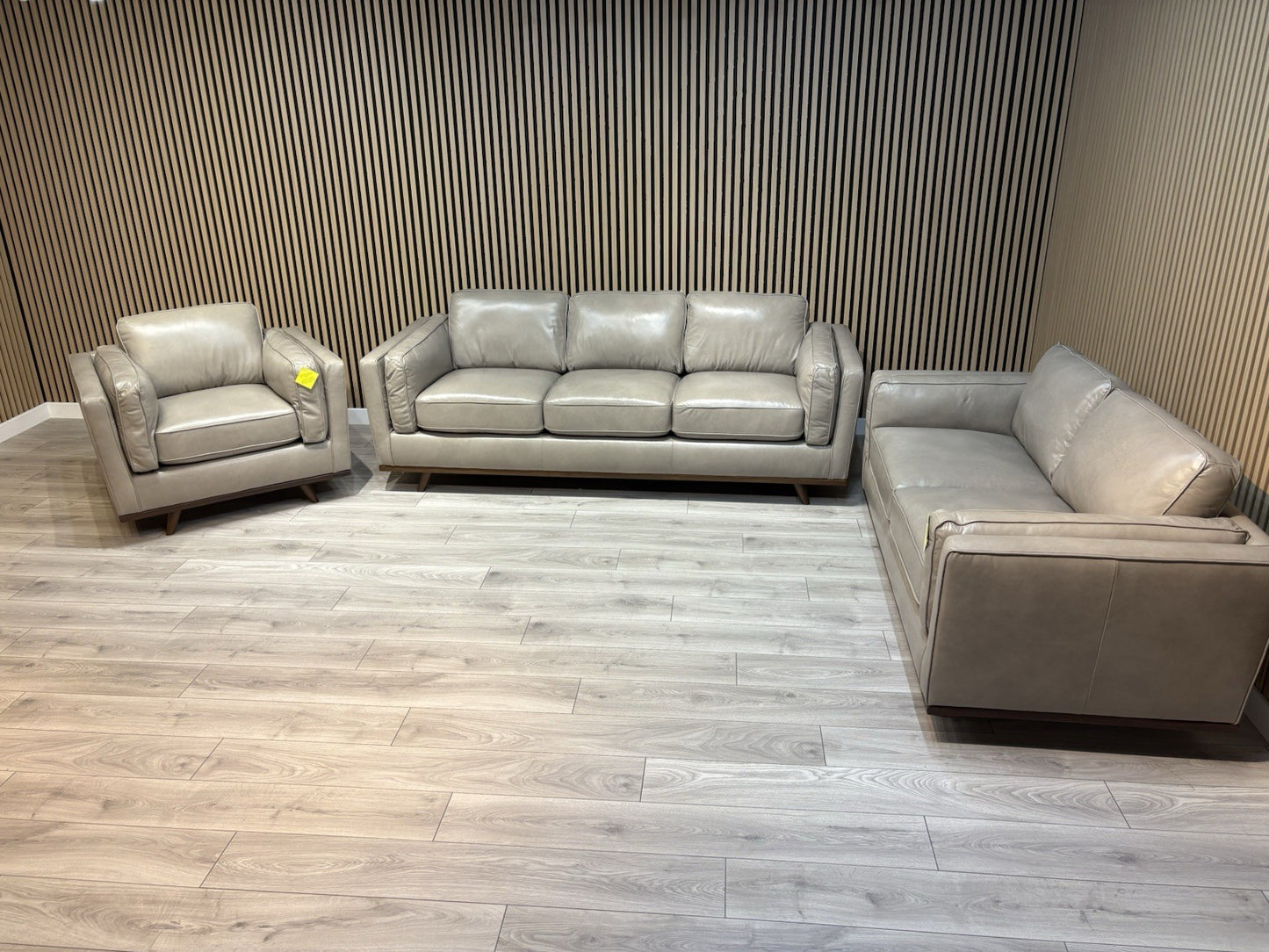 John Lewis Sample VALENCIA 3 Seater + 2 Seater + Armchair Leather Sofa Set