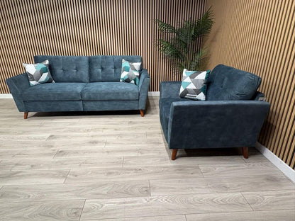 DFS - Studio Style 3 Seater Sofa + Armchair Power Set, Ocean Blue - RRP £2,448