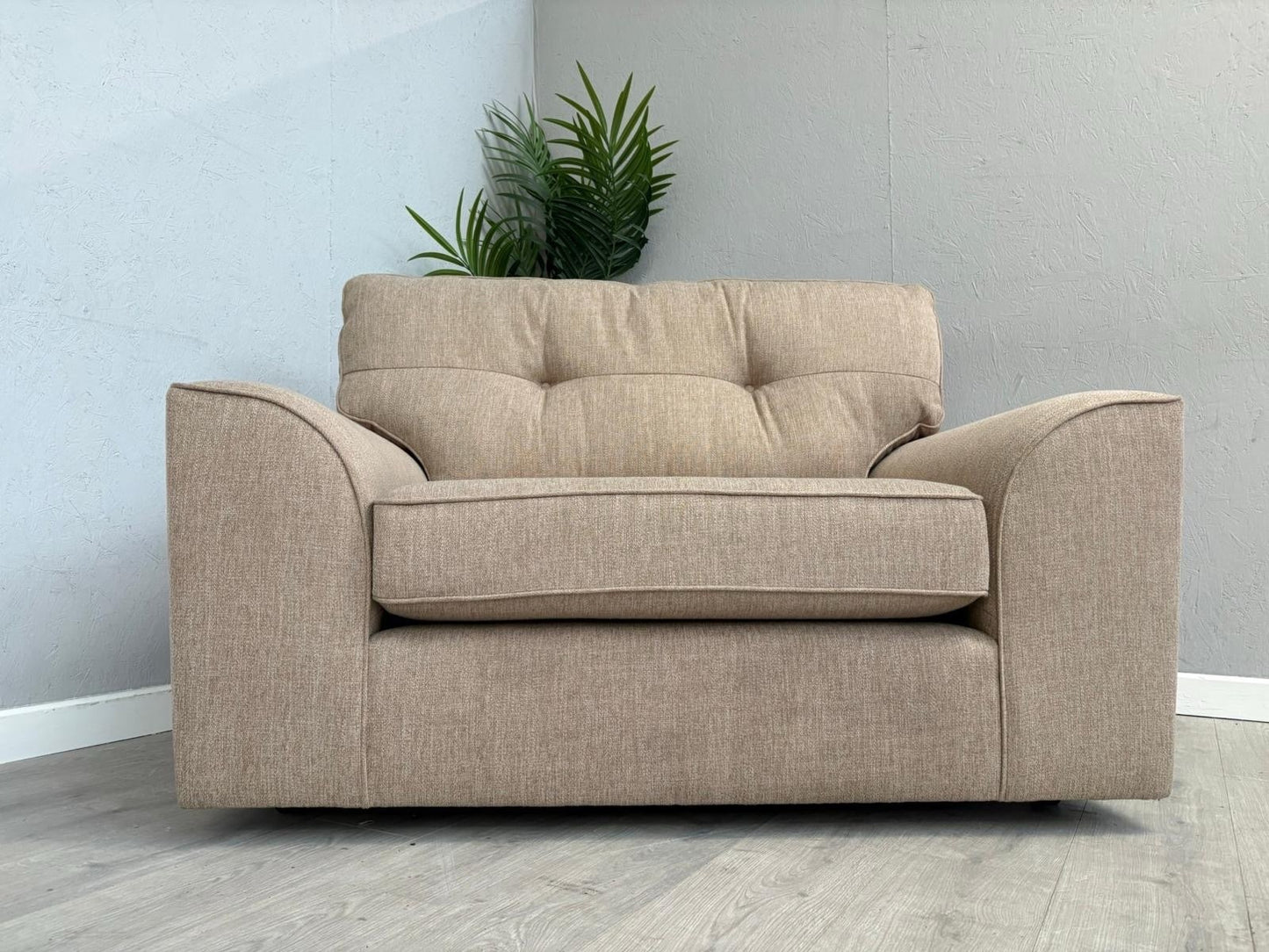 NEXT - Stamford Fabric Button Back Snuggler Armchair, Mid Natural - RRP £899