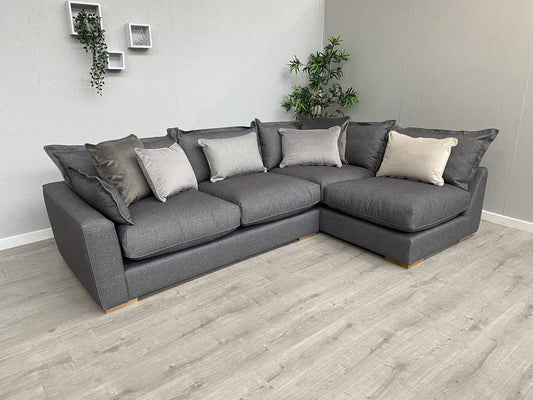 Sofology - GAIA Fabric RHF Open End Corner Sofa, Grey Slate Mix - RRP £3,499
