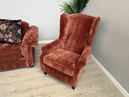 Victoria Fabric 4 Seater Sofa + Wingback Chair Set - RRP £3598
