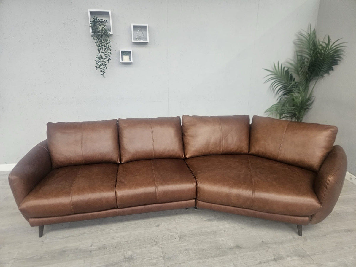 Sofology ADLER Leather 4 Seater Curved Asymmetric Sofa - RRP £1,999