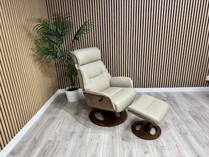 Furniture Village Tallinn Leather Swivel Chair and Footstool - RRP £1395