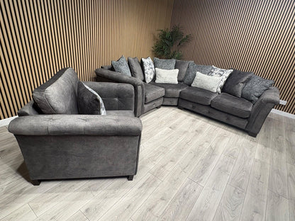 Furniture Village Aura Classic Back RHF Corner Sofa + Love Chair, RRP £4840