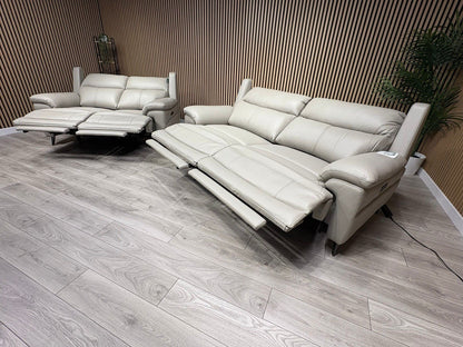Furniture Village PANACHE Style Leather 3 + 2 Seater Power Recliner Sofa Set
