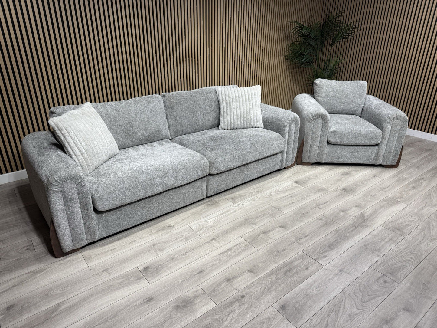 Charlie 4 Seater + Armchair Fabric Sofa Set, Grey - RRP £3098