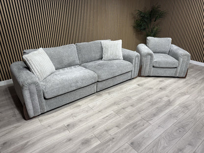 Charlie 4 Seater + Armchair Fabric Sofa Set, Grey - RRP £3098