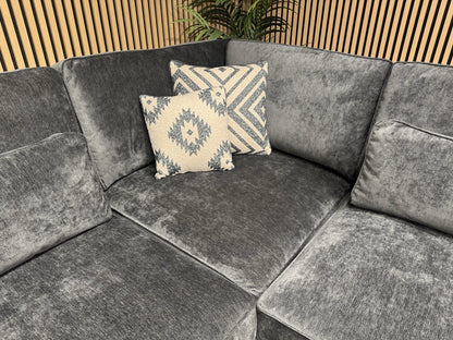 Sofology CAVALLI Style Fabric 3 Corner 3 Sofa + Footstool, Slate  - RRP £6,398