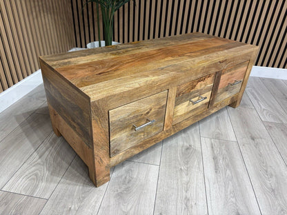NEXT Sample - Cuba Mango Wood 3 Drawer Coffee Table - RRP: £695
