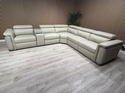 Sofology PLAZA style Leather 2c2 Power Recliner Sofa + Console - RRP £4699