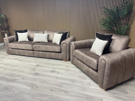 DEVINE Glamour Large Fabric 4 Seater Sofa + Love Chair Armchair - RRP £2,398