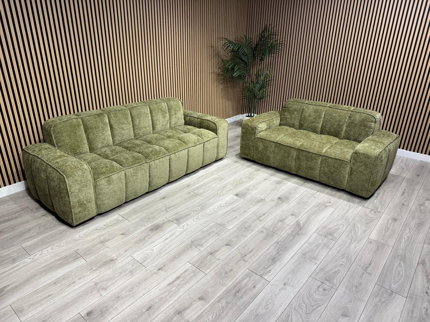 PARIS Fabric 3 Seater + 2 Seater Sofa Set, Olive - RRP £2,578