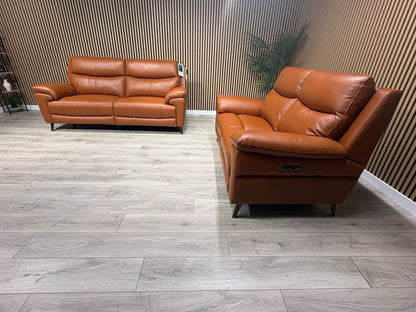 Furniture Village PANACHE Style Leather 3 + 2 Seater Power Recliner Sofa Set