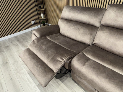 DFS Sample VEGAS Fabric 2 Corner 2 Power Recliner Sofa + Console - RRP £2999