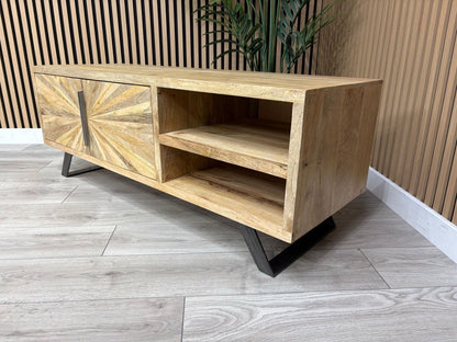 NEXT Sample - Geo Mango Wood TV Unit - RRP: £1095