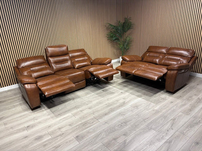 Kingsbury Premium Leather 3+2 Seater Power Recliner Sofa Set - RRP £3898
