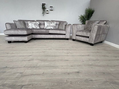 Furniture Village MARIAH Fabric LHF Chaise Corner Sofa + Armchair - RRP £4,140