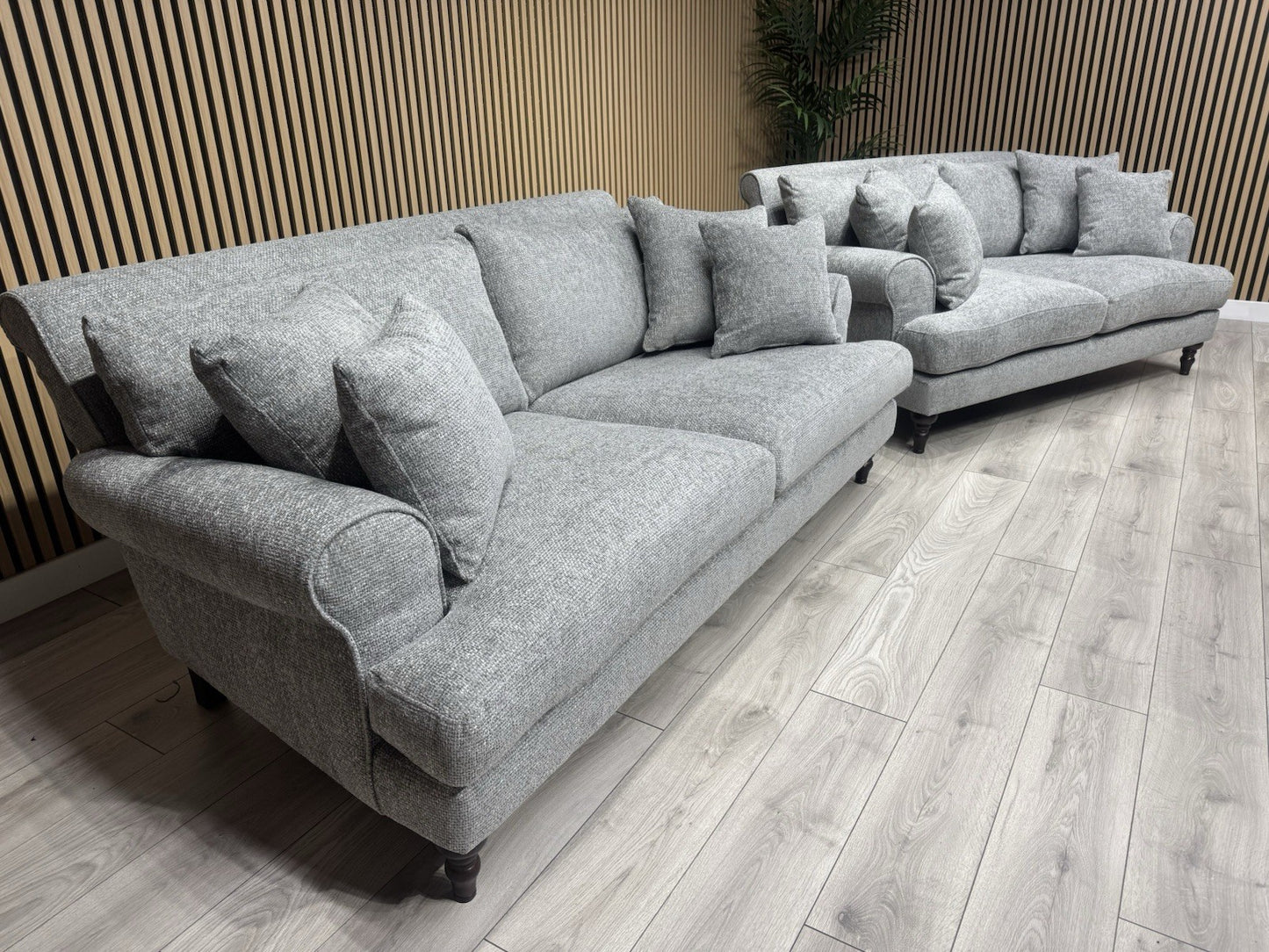 Laura Ashley LYNDEN Style Fabric 3 Seater + 2 Seater Sofa Set, Grey - RRP £2,700