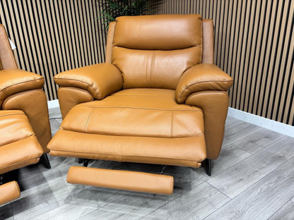 Furniture Village PANACHE Style Leather 3 Seater Sofa + 2 x Armchairs, Power