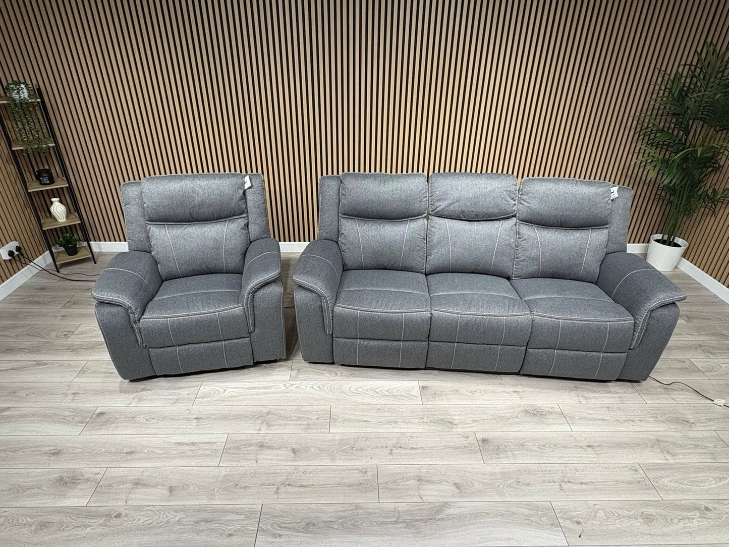 Galaxy Fabric 3 Seater + Armchair, Power Recliner Media Sofa Set - RRP £3190
