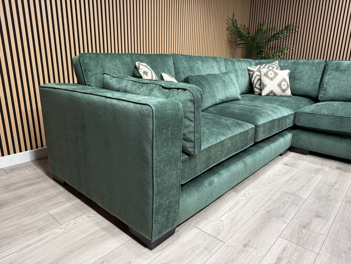 Sofology CAVALLI Style Fabric Open Chaise RHF Corner Sofa + Footstool - RRP £5398