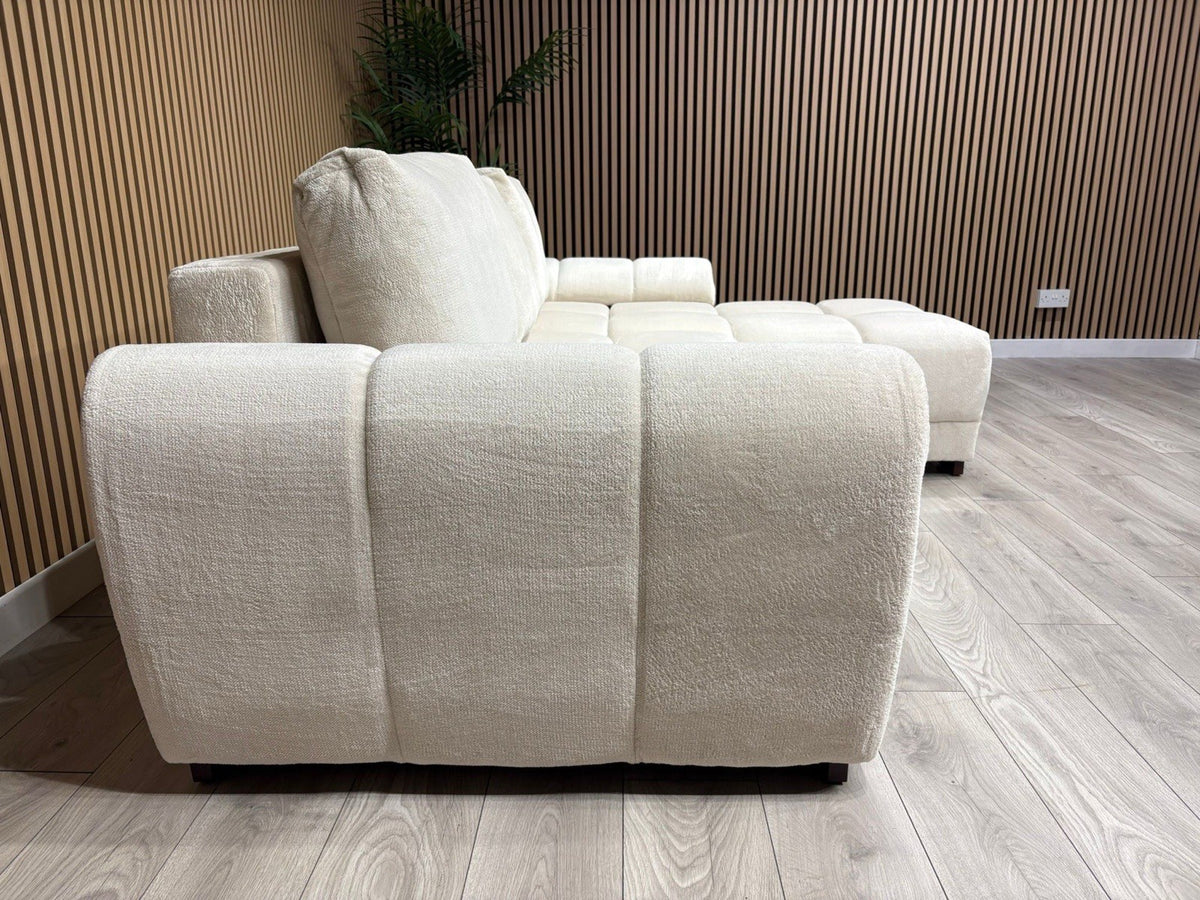 AZZURO Premium Fabric Corner Chaise Sofa Bed with Storage, Cream - RRP £1,799