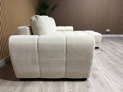 AZZURO Premium Fabric Corner Chaise Sofa Bed with Storage, Cream - RRP £1,799