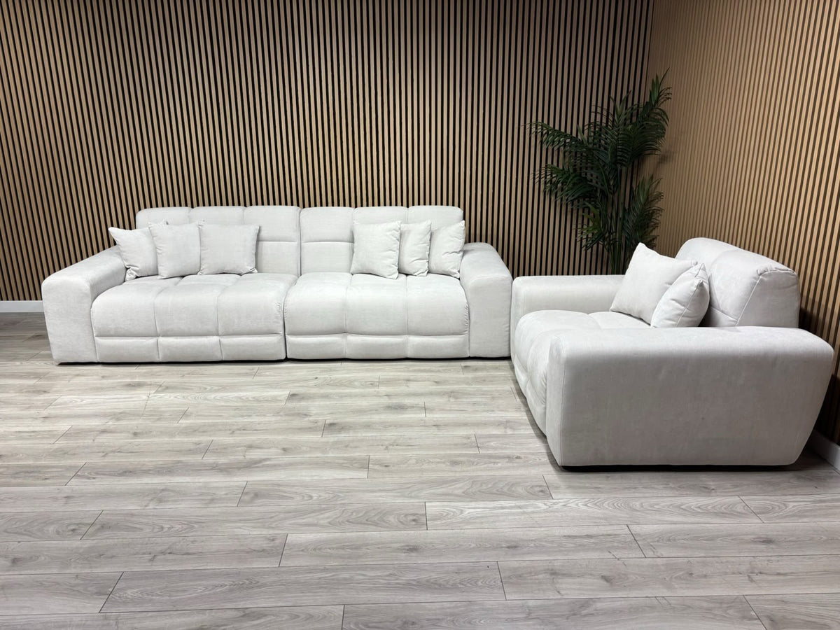 EVE CLOUD Large Fabric 4 Seater Sofa + Armchair, Natural - RRP £2,998