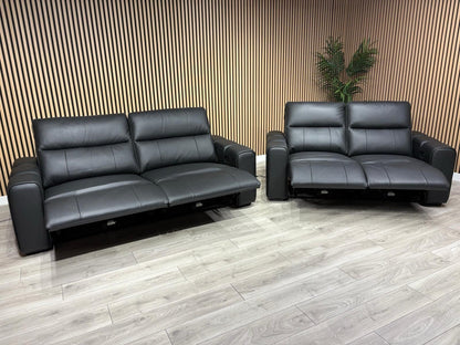 DFS Sample Bellagio Leather 3 Seater + 2 Seater Sofa Set, Power Recliners RRP: £3840