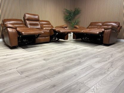 Kingsbury Premium Leather 3+2 Seater Power Recliner Sofa Set - RRP £3898