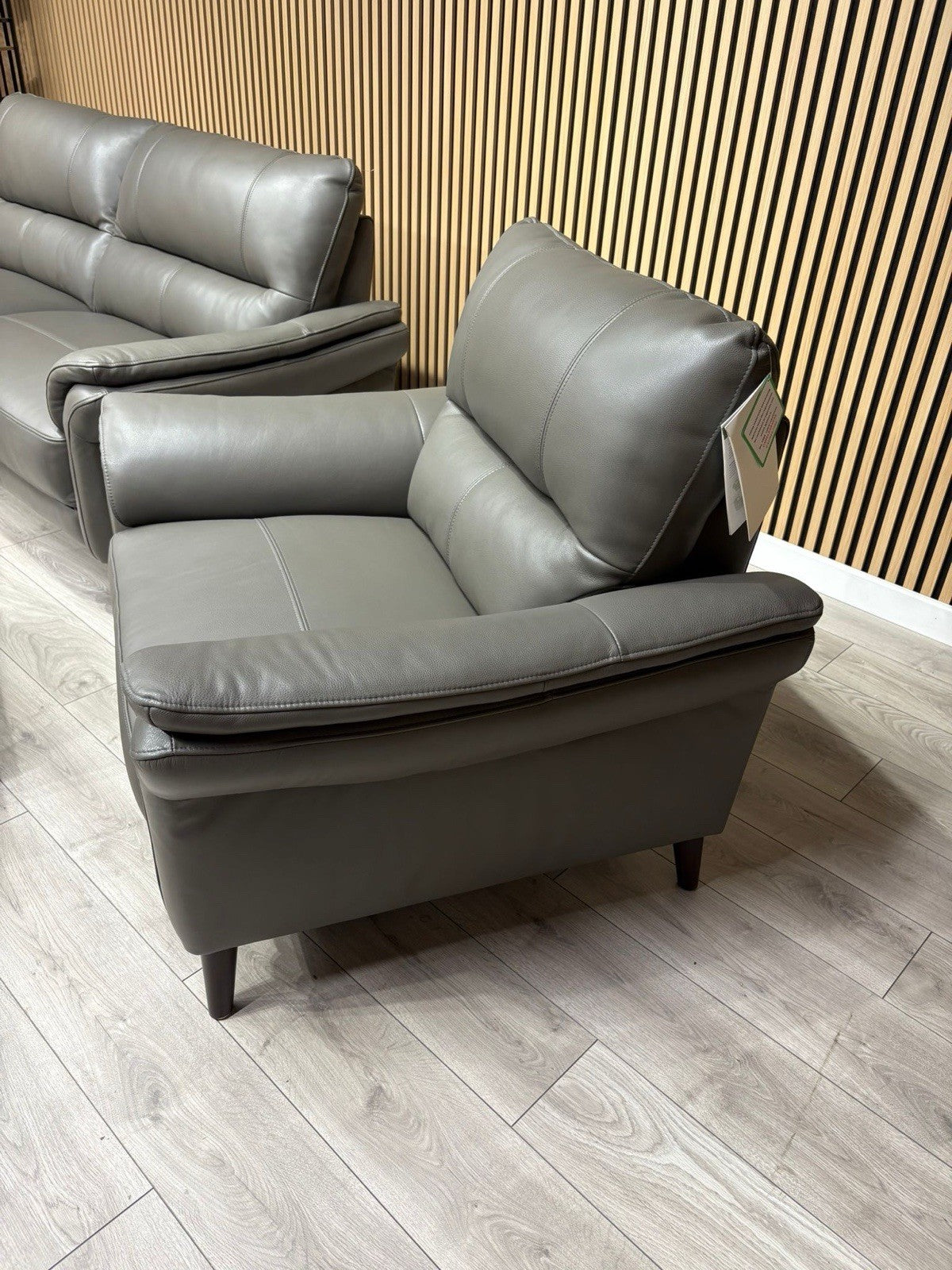 Furniture Village WINNER Leather 3 Seater Sofa, Armchair + Footstool - RRP £2335